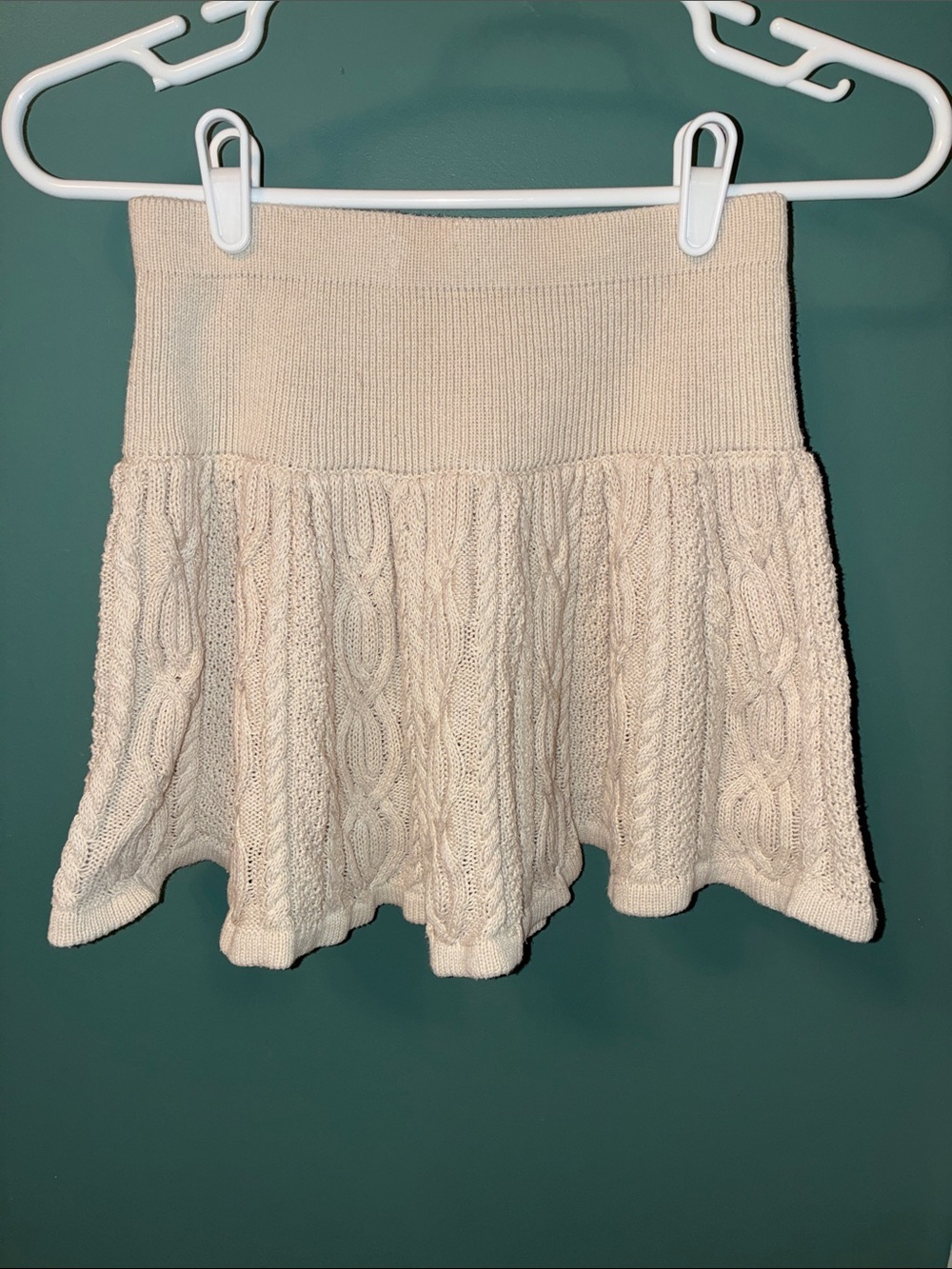 Girls' Cream Cable-Knit Flared Skirt